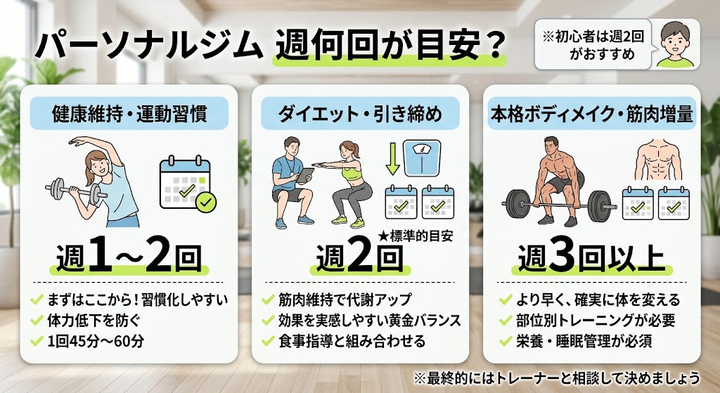 パーソナルジムの頻度、週何回が目安ですか？