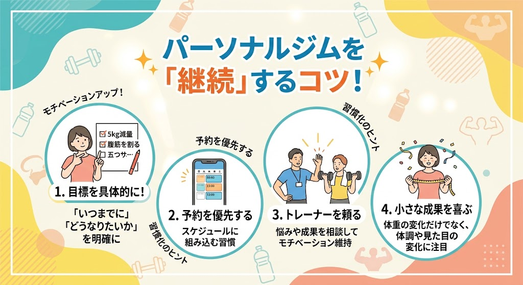 パーソナルジムの継続、続けるコツはありますか？